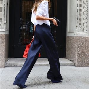 VINCE High-Rise Crepe Back Satin Wide-Leg Pant